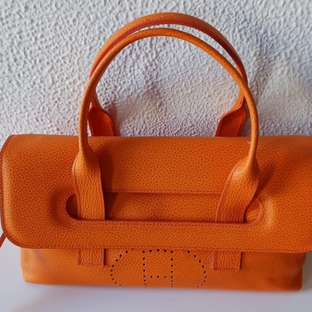 Orange Leather Satchel Handbag - Unbranded - Picture 3 of 13
